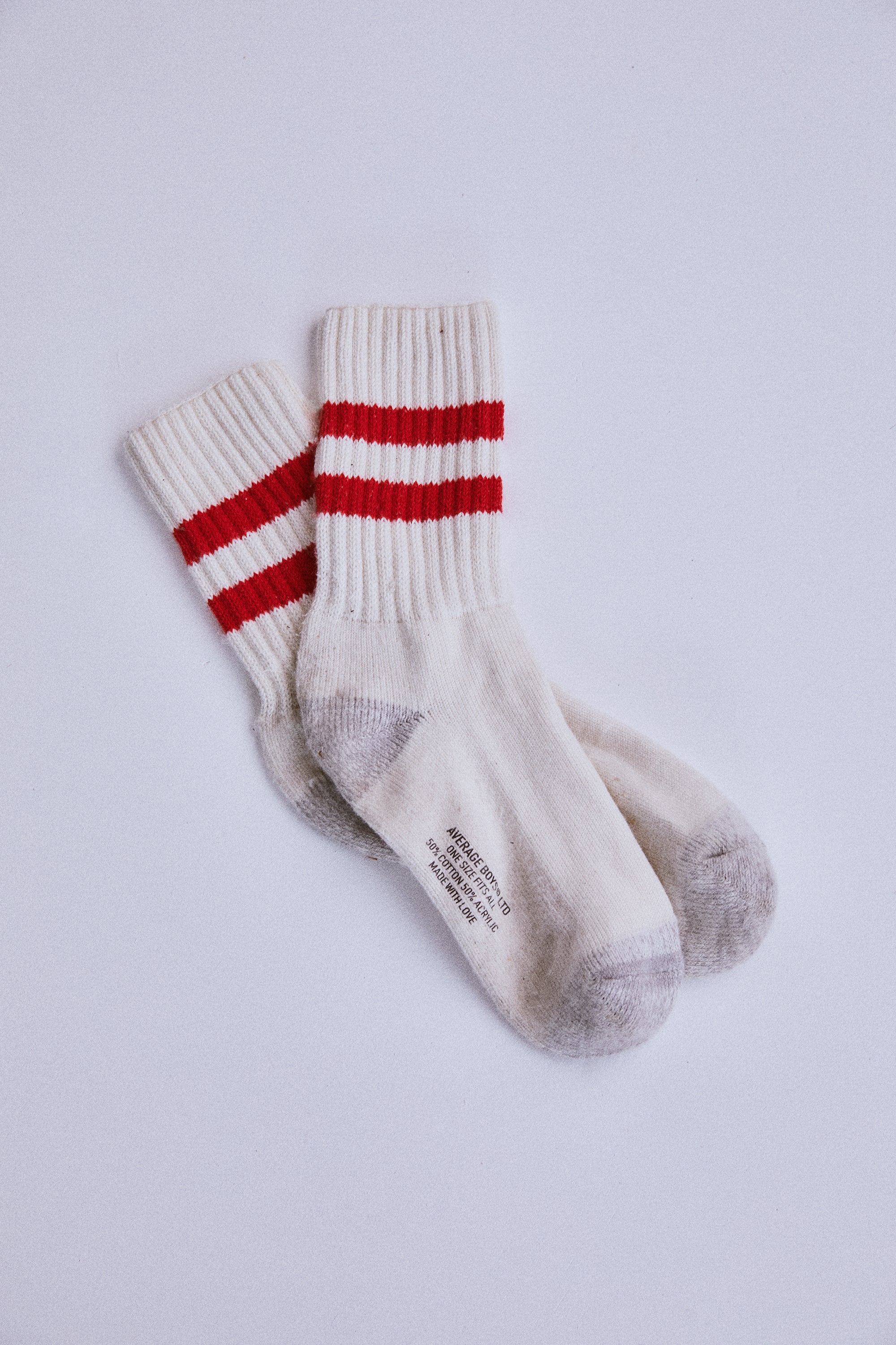 Old School Ribbed Socks - Red Stripes